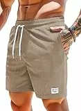 Decorie Kurze Hose Herren Sommer Shorts Herren Baumwolle Corduroy Cargo Shorts Stretch Elastischem Bund Mit Taschen (Khaki,XXL)