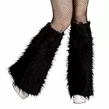 Boland - Beinwärmer Plüsch, ca. 50 cm lang, mit Gummizug, flauschig, schick, Karneval, Halloween, Fasching, Mottoparty, Verkleidung, Theater, Accessoire, Schwarz