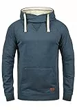 Blend BHSales Herren Kapuzenpullover Hoodie Pullover mit Kapuze Kordelzug Kängurutasche Rippbündchen Label-Details Baumwollmischung Regular fit, Größe:XL, Farbe:Ensign Blue (70260)