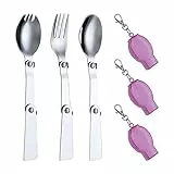 DONGKER Besteckset, Klappgabeln und Löffelset, Edelstahl Faltbares Löffel und Gabelset mit 3 Kunststoffbehältern für Reisen, Camping, Thermoskannen, Picknick