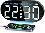 Ayybboo Digitaler Wecker mit Großer LED-Anzeige | Doppelwecker,Einstellbarer Helligkeit,Nachtlicht,USB oder Batteriebetrieb für Senioren Schlafzimmer