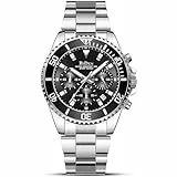 HANPOSH Herren Uhr Uhren Herren Chronographen Edelstahl Wasserdicht Armbanduhr Quarz Uhren mit Datum Business Casual Uhr für Männer
