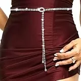 Bremorou Glitzer Gürtel Damen Strass Glitzer Taillengürtel Silber Glitzergürtel Kristall Gürtel Damen Strass Kettengürtel Glitzergürtel für Abendkleid Rhinestone Belt