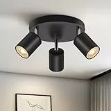 Schiele Deckenstrahler 3 Flammig Rund, GU10 Deckenleuchte Strahler Schwenkbar, Schwarz Deckenlampe Spotleuchte Drehbar Deckenspots für Küche, Schlafzimmer, Wohnzimmer, Flur, Ohne Leuchtmittel