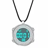 JewelryWe Taschenuhr Herren Damen Digital Quarz Uhr 30m Wasserdicht Datum Woche Kalender Alarm Sportuhr mit Leder Halskette Kette Kettenuhr Geschenk Rot