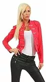 Fashion4Young 10218 Damen Kurzjacke Blazer Jäckchen Jacke Army-Look Military-Style Stehkragen (Coral, S/M=34/36)