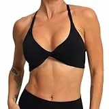 ABOCIW Sport-BHS für Damen, gedreht, überkreuzter Rücken, gepolstert, Workout-Tank-Top, geringe Belastung, Fitnessstudio, Yoga-BH, #1 Schwarz, Medium