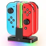 Switch Controller Ladestation, Joycon Ladestation mit 9 RGB Licht, 2.5St Ladegerät für 4 Nintendo JoyCon, Nintendo OLED Joy Con Ladegerät, Switch Zubehör