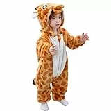 JVJQ Baby Schlafanzug mit Anti-Kneif-Reißverschluss, 2-Wege-Zipper & Premium Giraffen kostüm - Bio-Baumwolle für Neugeborene bis Kleinkinder (0-36M) -Baby Kostüm, Karneval & Halloween