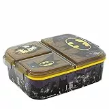 STOR Batman Kinder Brotdose mit 3 Fächern 2156ml - BPA-freie Lunchbox Sandwichbox für Schule und Kindergarten