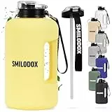 SMILODOX Trinkflasche 2,2 Liter - Extra Stark große Wasserflasche - BPA-frei, Sportflasche + Strohhalm (2 Deckel) Ideal für Fitnessstudio, Bodybuilding, Outdoor-sport, Wandern & Büro