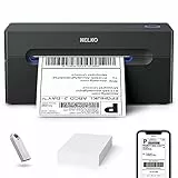 Nelko Bluetooth DHL Etikettendrucker, Labeldrucker 4x6 Versandetiketten Drucker Bluetooth Thermal Printer für Shopify Zalando Ebay Amazon UPS, unterstützt Android/iOS und Windows/Mac/Chrome, Black