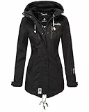 MARIKOO Damen Jacke Softshelljacke Übergangsjacke Outdoor Winddichte Wasserabweisend Funktionsjacke mit Kapuze XS - XXL Zimtzicke (Schwarz, XS)