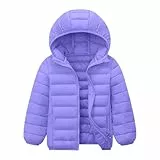 KODMNSW Daunenjacke Mädchen Steppjacke Leicht Puffer Mantel Winterjacke Soft Dünne Daunenmantel Pufferjacke mit Kapuze Lightweight Wintermantel Softshelljacke Outdoorjacke Lila 8 Jahre