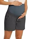 Maacie Umstandsshorts Damen, hochtaillierte Stützbund-Shorts aus Baumwolle für Schwangere, atmungsaktiv & locker geschnitten, Verstellbarer Kordelzug, tragbar während und nach der Schwangerschaft