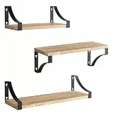 Amada Wandregale (dreiteiliges Set), ländliche hölzerne Wandregale Holz für Schlaf-/Bade-/Wohnzimmer/Küche/Wäscheraum, Regale für Wandspeicherung und -Dekoration