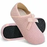 WateLves Damen Memory Foam Plüsch Hausschuhe Antirutsch Baumwolle Pantoffeln Mit Polar Fleece-Futter (Bogen Rosa 40/41)