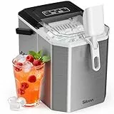 Silonn Eiswürfelmaschine mit Griff-Eiswürfelkorb – Tragbar & Selbstreinigend, Mini Ice Maker 9 Eiswürfel/6 Min. 12 KG/Tag, Eiswürfel einfach entnehmen und überall nutzen