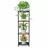 iDavosic.ly Blumenständer Metall mit 4 Ebenen, Pflanzenständer Pflanzenregal Blumenregal Indoor Outdoor, Groß Holz Blumentreppen Innen Plant Stand für Garten Balkon Wohnzimmer, Schwarz