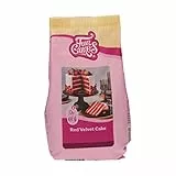 FunCakes Mix für Red Velvet Cake: Einfach zu verwendender, schön weicher und flauschiger Kuchen mit leichtem Schokoladengeschmack, auch für Cupcakes aus rotem Samt geeignet, Halal. 500 g.