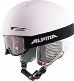 Alpina ZUPO Set (+Piney) - Hochwertiges, Sicheres & Robustes Set aus Skibrille & Skihelm Für Erwachsene, Light-Rose matt, 48-52 cm