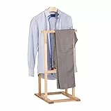 Relaxdays Herrendiener Holz, stummer Diener für faltenfreie Anzüge, Walnuss Kleiderständer HxBxT 102 x 47 x 50 cm, natur