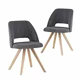 B&D home® Esszimmerstühle Vicky 2er Set – Polsterstühle aus Cordstoff Anthrazit, ergonomische Sitzschale, Holzbeine Natur, modern-Landhaus Design für Küche, Esszimmer & Wohnzimmer
