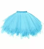 OBBUE Kurzer Vintage-Petticoat-Rock für Damen, Ballett-Blasentutu, mehrfarbig, Blau, XX-Large