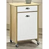 KESPER Küchenwagen mit Mülleimer, Holz, Weiß/Beige, 50 x 37 x 78,5 cm