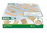 BRIO World 36030 Schienensortiment Deluxe - 70-teiliges Set mit Schienen, Weichen und Brückenpfeilern für kreatives Eisenbahnspiel - Inklusive Flyer mit verschiedenen Streckenoptionen