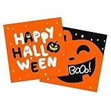 Folat 23868 - Happy Halloween Booo! - Halloween-Party-Servietten - 20 stück Bedruckte Halloween-Servietten 30 x 30 cm mit 'Happy Halloween', Kürbis Party Bar Decor Party Supplies, Süßes oder Saures