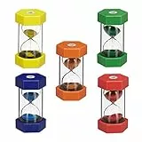 Relaxdays Sanduhren 5er Set XXL für Kinder, Timer, 1/5/10/15/30 Minuten, Kunststoff, Glas, bruchsicher, bunt