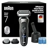 Braun Series 7 Rasierer Herren Elektrisch, Elektrorasierer, 60 Min. Akku, 4in1 SmartCare Center, +2 Aufsätze, Kabelloser Nass- & Trockenrasierer Männer, Wasserdicht, Made in Germany, 72-C7650cc, Gold