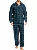 Nutria Herren Schlafanzug Flanell, 100% Baumwolle Karierter Pyjama Set Weich Warm Loungewear Nachtwäsche U06AB