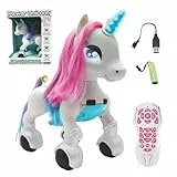 Lexibook Power Unicorn Mein Roboterhund zum Trainieren Programmierbarer Roboter mit Fernbedienung, Dressurfunktion, Gestensteuerung, Tanz, Musik, Lichteffekte, wiederaufladbar UNI01