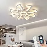 LED Deckenleuchte Wohnzimmer 80w Modern Deckenlampe Weiß mit Fernbedienung APP Farbwechsel 3000K-6000K Dimmbar Deckenbeleuchtung für Schlafzimmer, Wohnung, Büro (Weiß, B)