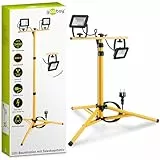 Goobay 57845 LED Baustrahler auf Teleskopstativ 2 x 20W / 3400lm / Neutral-Weiß Licht – 4000K / Für Innen- & Außenbereich – IP65 / Schwarz/Gelb