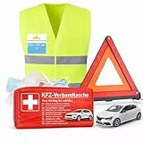 TK Gruppe Timo Klingler 3 in 1 - Auto Erste Hilfe Set 2026 - KFZ Verbandskasten Pkw & Warnweste & Warndreieck Set - Autozubehör & Pannenset & Unfall - Geprüft & Norm