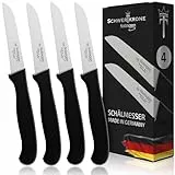 Schwertkrone® Schälmesser 4er Set [MADE IN SOLINGEN - GERMANY] - Gemüsemesser Obstmesser - Küchenmesser klein scharf - Schneidemesser Kartoffelschälmesser - Allzweckmesser rostfrei (4x 3 gerade)