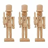 VALICLUD Nussknacker Puppe Set Aus Holz Kreatives Nussknacker Spielzeug Zum Anmalen Für Kinder 3 Stück Weihnachtsdekoration 12.8Cm