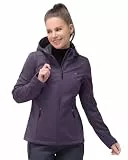 33,000ft Damen Softshelljacke Wasserdichte Winddichte Funktionsjacke Atmungsaktive Übergangsjacke Leichte Fahrradjacke mit Kapuze Windbreaker zum Laufen, Radfahren, Wandern,Aubergine lila 38