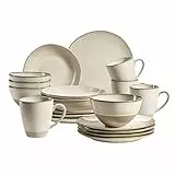 MÄSER 931512 Serie Nottingham Vintage Geschirr-Set für 4 Personen, 20-teiliges Kombiservice mit unregelmäßig runden Formen im Retro Look, Steinzeug, beige