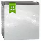 Bomann Mini Kühlschrank 45L mit Gefrierfach, leise Kühlbox klein für Küche Büro Camping und Gaming, Kühlschrank klein Türanschlag wechselbar - Minikühlschrank Getränkekühlschrank Minibar KB 7245 inox