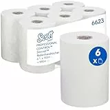 Scott® Control™ Slimroll™ Rollenhandtücher 6623, 1-lagige weiße Einweg-Handtücher, mit Airflex Technologie und EU Ecolabel Zertifizierung, 6 Papiertuchrollen x 165 m (insg. 990 m)