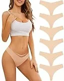 Domee Damen Strings Tangas Nahtlose Unsichtbare Unterhosen Slips 6er-Pack Hautfarbe S
