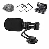 COMICA CVM-VM10II Kamera Richtmikrofon, Kompaktes Mikrofon für Kamera mit 3,5 mm TRS/TRRS, Stoßdämpfer & Windschutz, Shotgun Videomikrofon für DSLR, Nikon, Canon, Smartphone, Vlogging, Schwarz