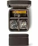 TAWBURY Leder-Uhrenetui für Reisen mit Aufbewahrungsfach - Uhrenbox für 2 Uhren | Herren Reise | Braun | Watch Box Travel