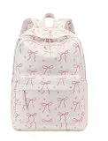 LEDAOU Rucksack für Teenager Mädchen Schulrucksack große Büchertaschen Grundschule High School Cord leichte Laptop-Taschen für Mädchen Frauen Casual Travel Daypacks (Cord Rosa weiße erdbeeren)