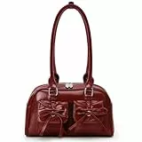 HICARRY Handtasche Damen PU Leder Schultertasche Y2K Shoulder Bag Women Tote Purse Kleine Handtaschen mit Bogen Cute Ita Bag Japanische Ästhetische Tasche Geldbörse (Rot)