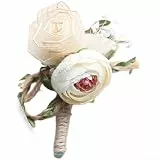 ZWEquipint Europäische Vintage-Seidenblumen-Handgelenk-Corsage für Braut, Brautjungfer, Bräutigam, Weiß, Hochzeitszubehör, 8 x 12 cm (Korsage)
